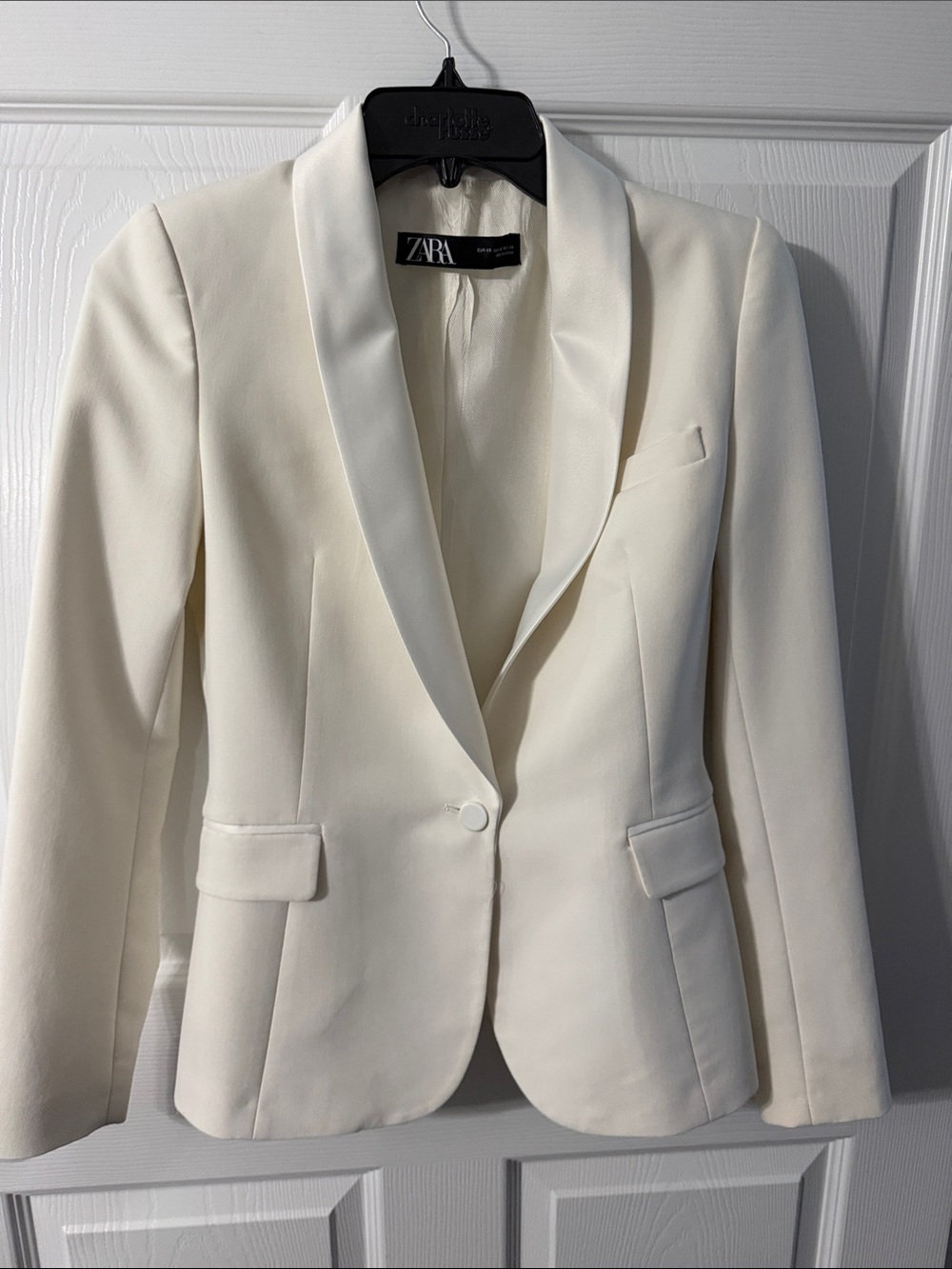 ZARA White Cream Single-Button Tailored Blazer